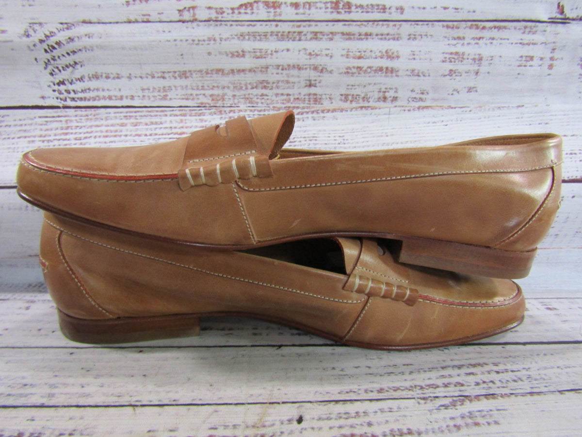 Yanko Men's Tan Leather Penny Loafers Size 7