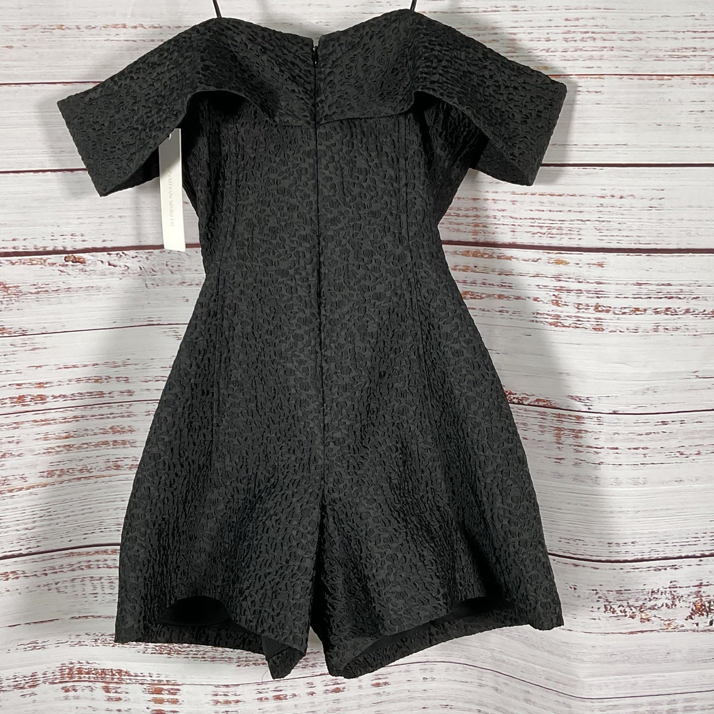 NWT JONATHAN SIMKHAI Women's Black Jacquard Off Shoulder Shorts Romper- SZ 2