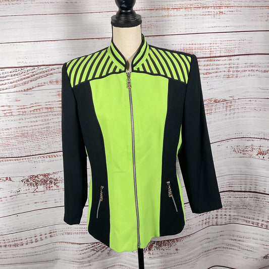 Alberto Makali Green Black Stripe Color Block Jacket - Size See Measurements