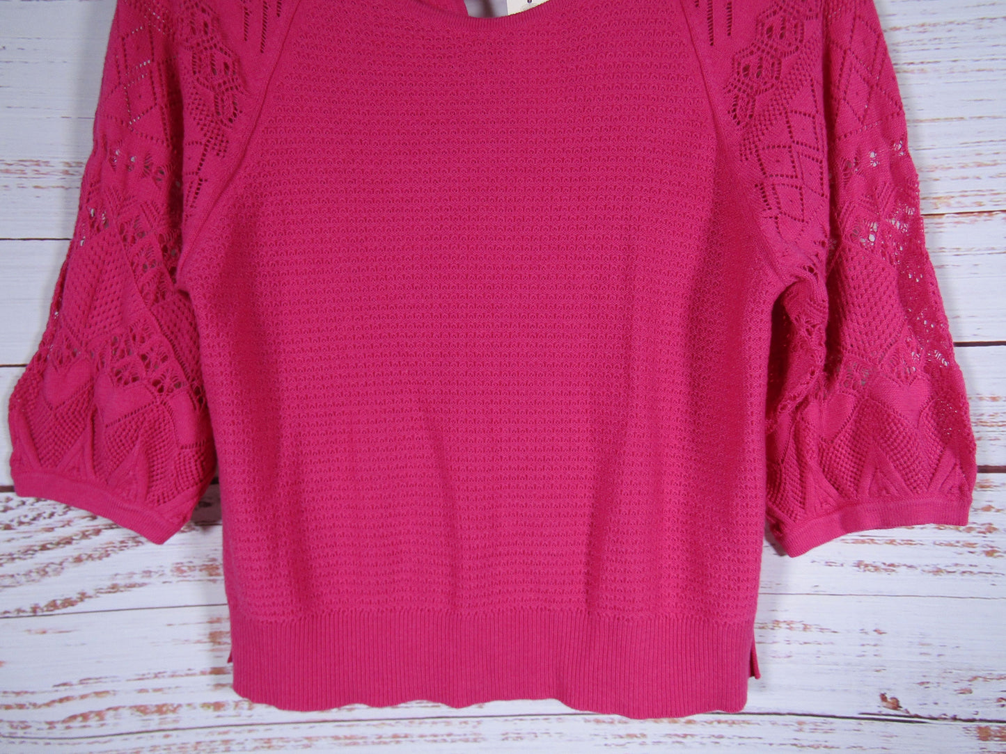 by Anthropologie Martina Women's Pink Pointelle Pullover Sweater Size XS