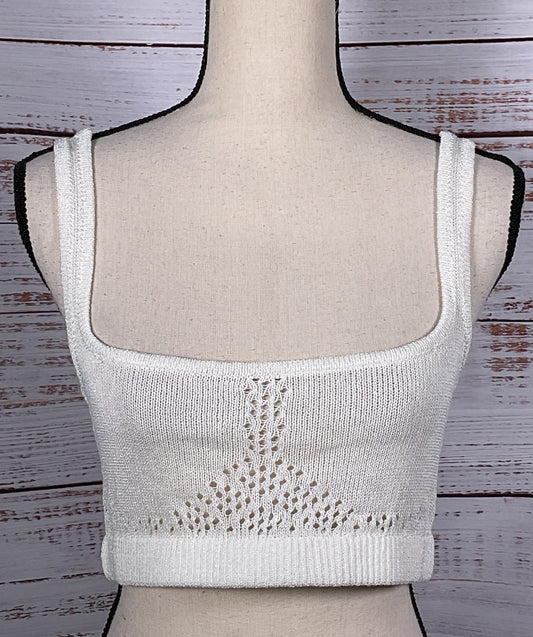 Michael Costello x REVOLVE Vera Cropped Knit Top White M