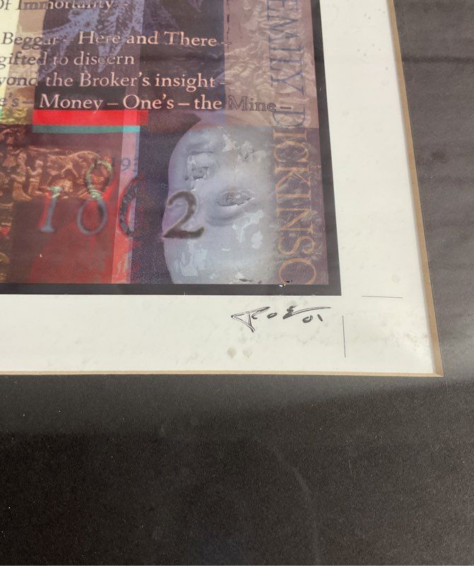 Framed Emily Dickinson Poem "Some-Work for Immortality" Signed By Artist Print