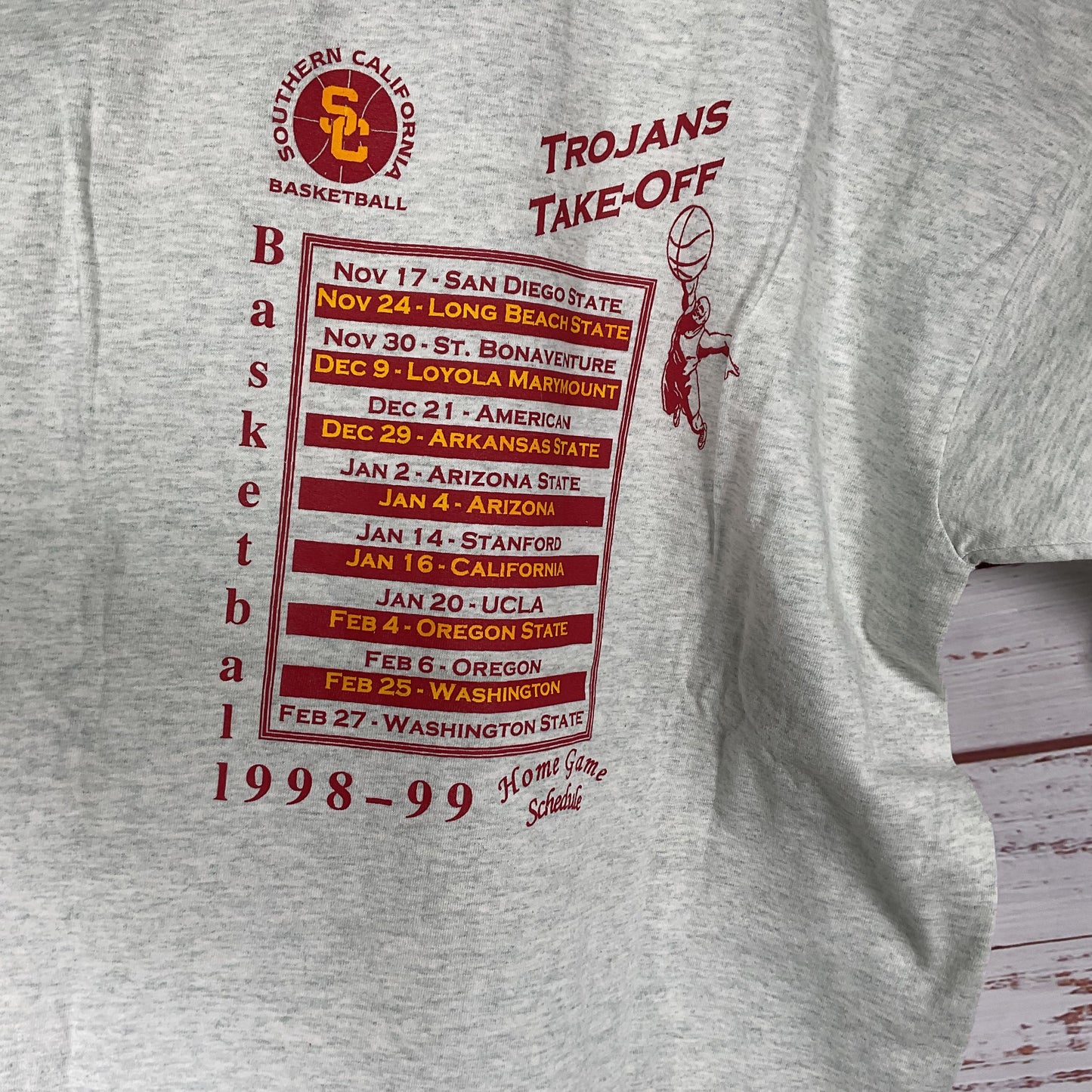 Vintage USC Trojans 1998-1999 Season Basketball Team Signed T-Shirt