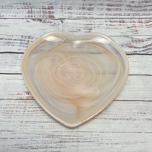 Pink Swirl Murano Style Heart Shaped Glass Dish