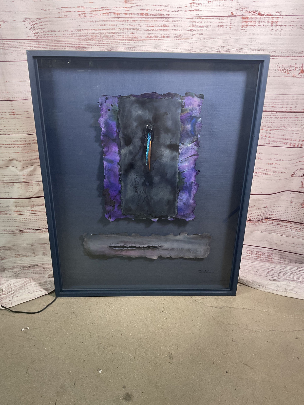 Mondetta Signed 3D Mixed Media Purple Abstract Artwork
