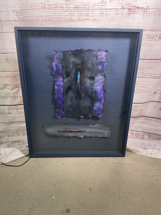 Mondetta Signed 3D Mixed Media Purple Abstract Artwork