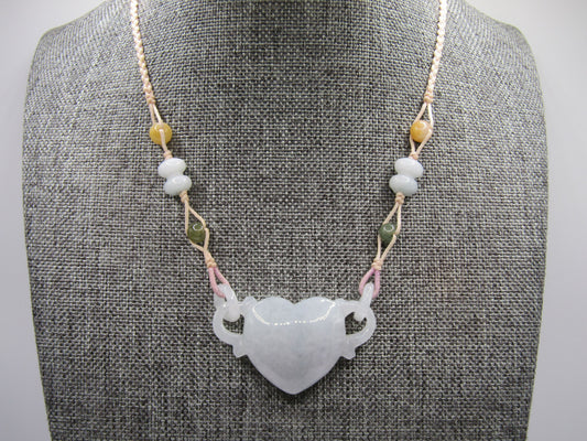Jade Heart Pendant Drawstring Necklace