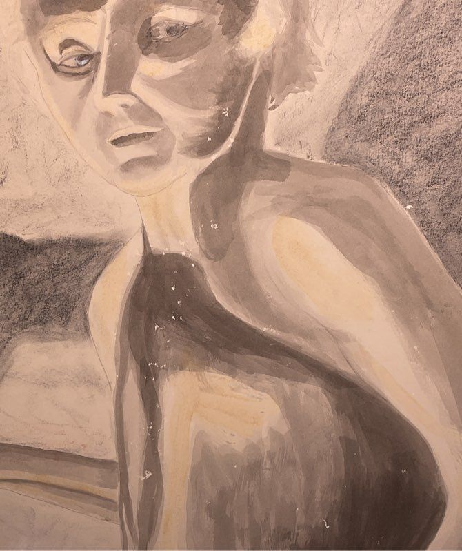 The Cave Artist Framed Drawing Signed by Barbara Katz