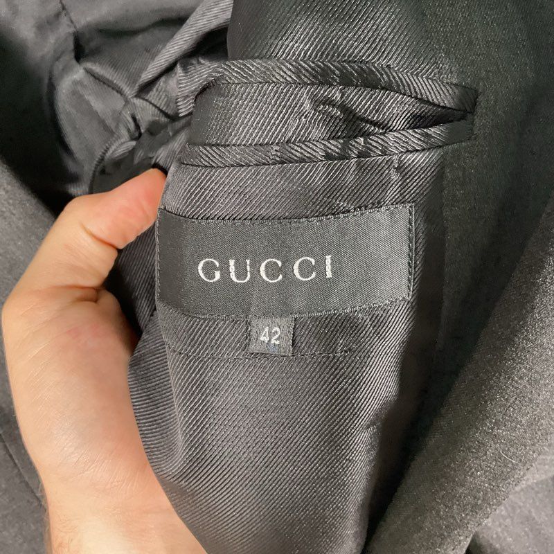 Gucci Gray Wool Blend 2 Button 3 Pocket Suit Jacket - Size 42