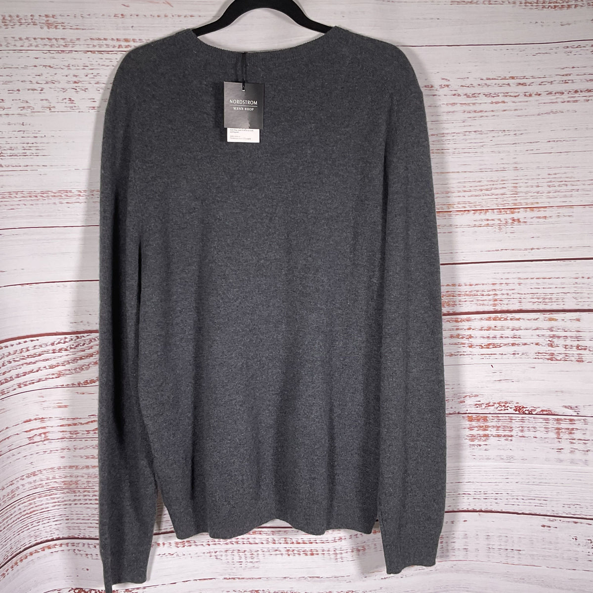 NWT NORDSTROM Men's Shop Men's Gray 100% Cashmere V-Neck Pullover Sweater-SZ XL