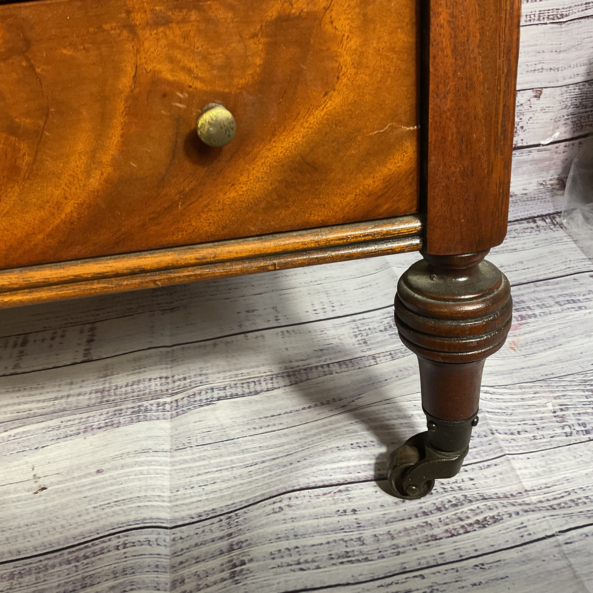 ANTIQUE Eng. Canterbury Mahogany Magazine Rack with Drawer- 20" x 19.5" x 13.75"