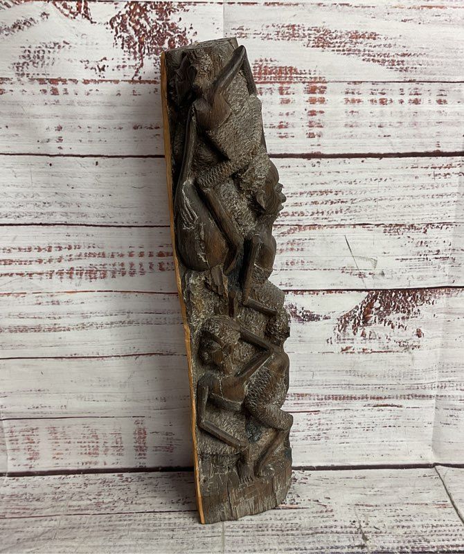 Hand Carved African Wooden Makonde 12.75" Tribe Totem Sculpture Brown
