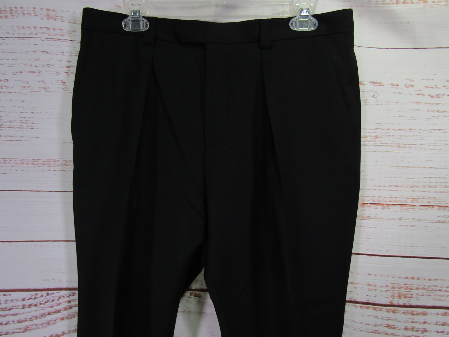 Hugo Boss Men's Black Wool Trouser Dress Pants Size 32 R UNHEMMED