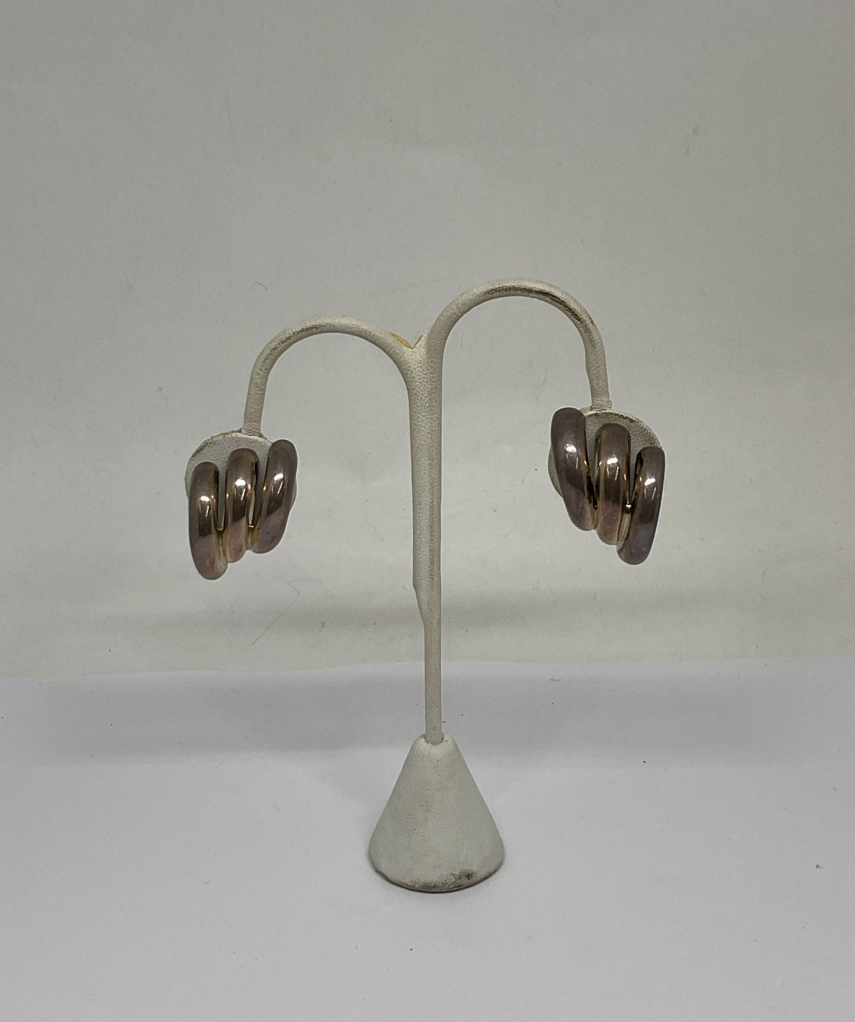 Mexico Sterling Silver Vintage Clip On Earrings 1"