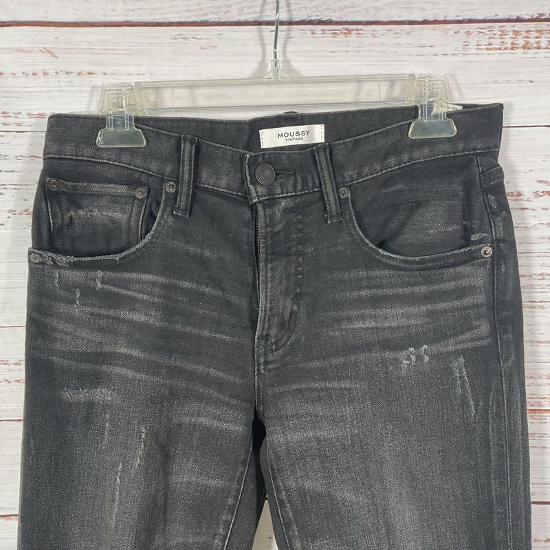 Moussy Vintage Distressed Black Denim Skinny Jeans - Size 26