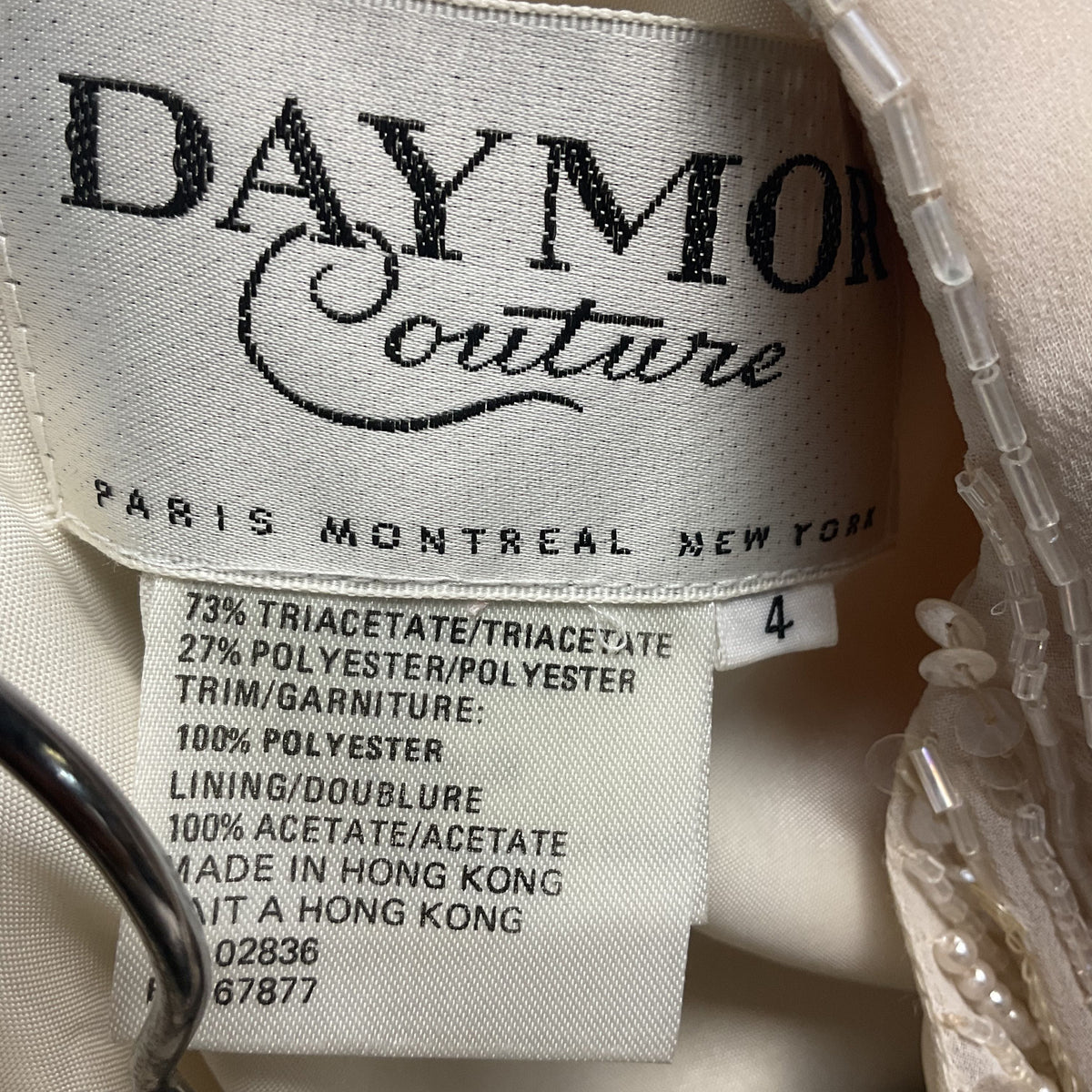 Daymor Couture Cream Beaded Sequin Jacket and Skirt Set- Size 4