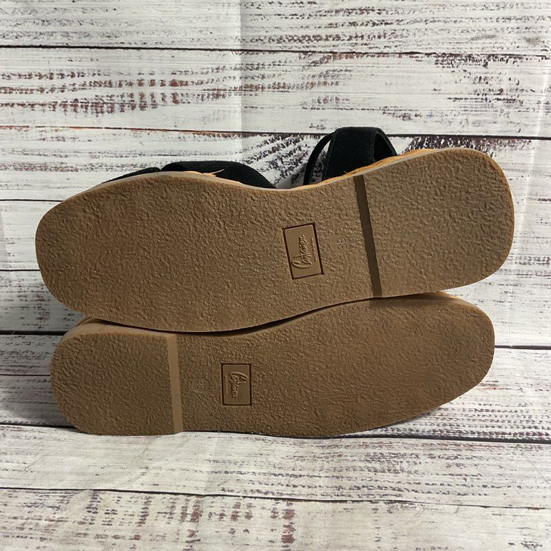 Castaner Black Suede Basketweave Platform Sandal Women's Size 7.5