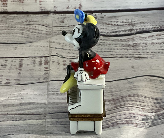 Limoges Disney Artoria Minnie Mouse on Piano Trinket Box Multicolor