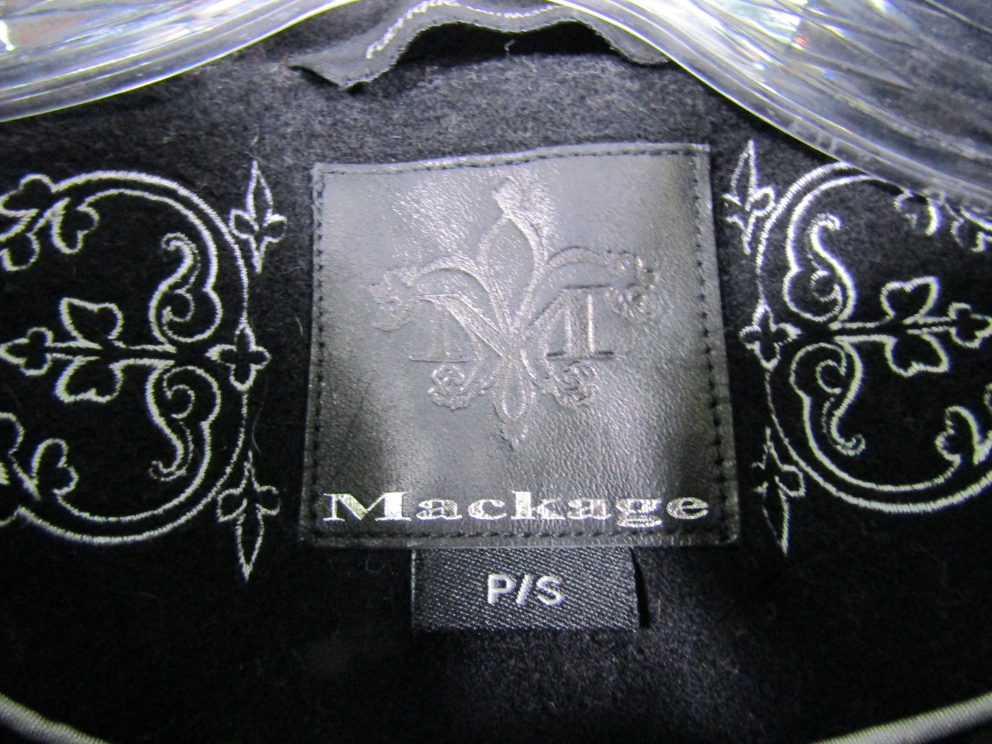 Mackage Women's Black Cashmere Wool Blend Leather Trim Coat Size S