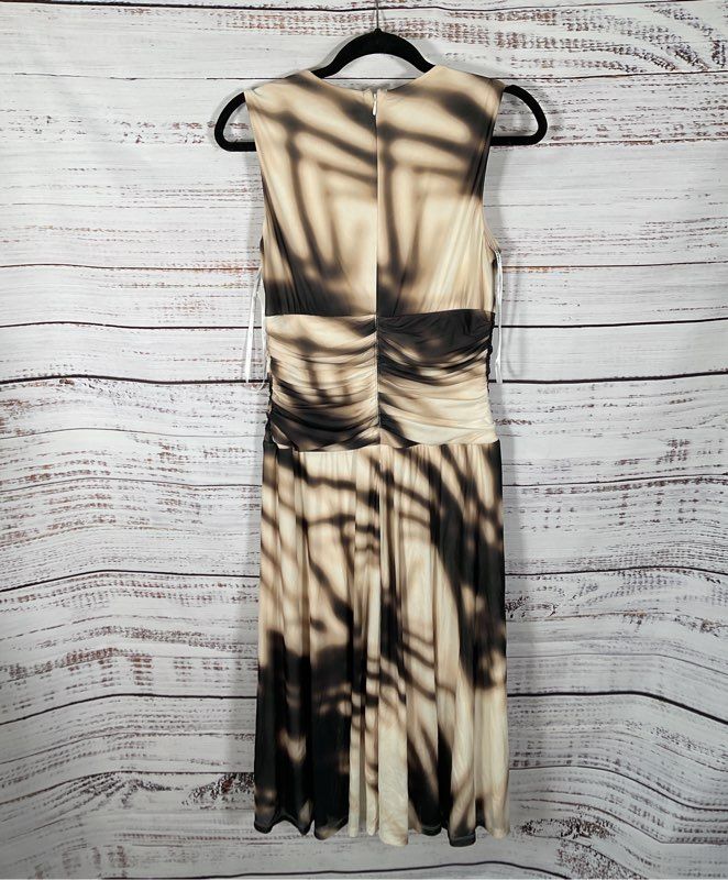 NWT Women's Calvin Klein Black & Tan Geometric Pattern Dress - Size 4