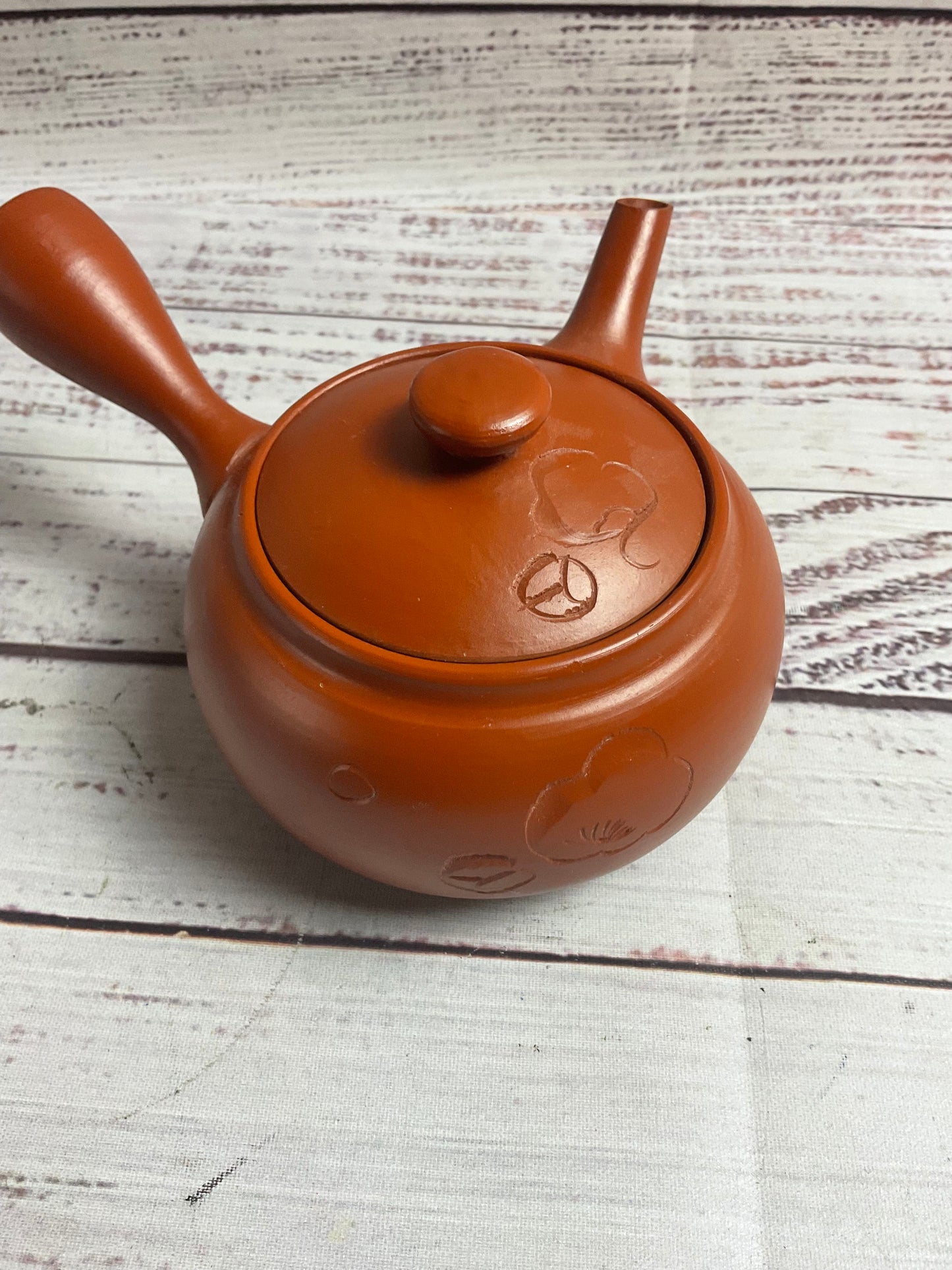 Small Brown Clay Teapot With Strainer Made In Japan