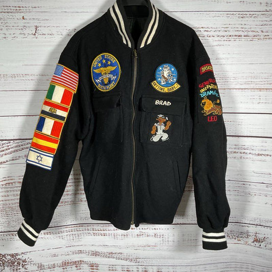 VTG. Military Navy Cruise Deployment Patches Letterman Jacket- SEE MEASUREMENTS