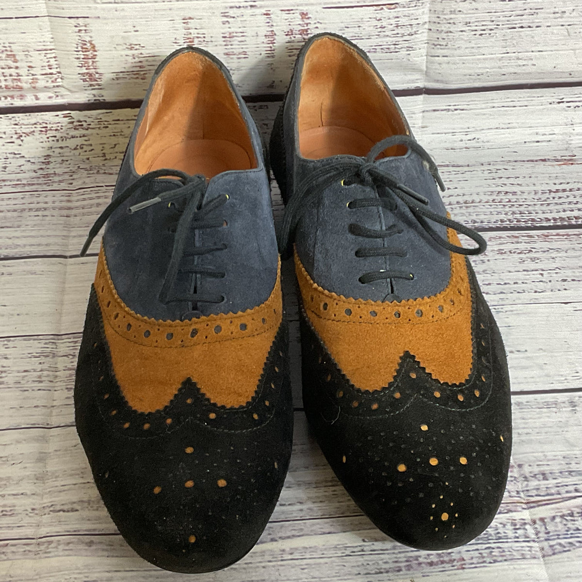 ROBERT CLERGERIE Women's Suede Tri Color Wingtip Oxford Shoes- SZ 4.5