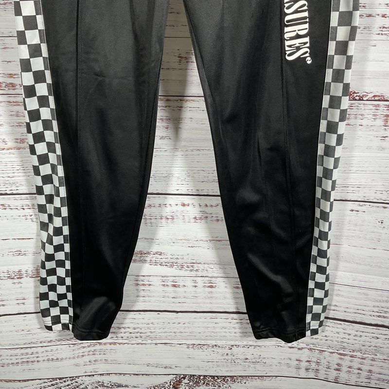 Pleasures X Wiz Khalifa Black Checkered Side Stripe 666 Track Pants - Size Small