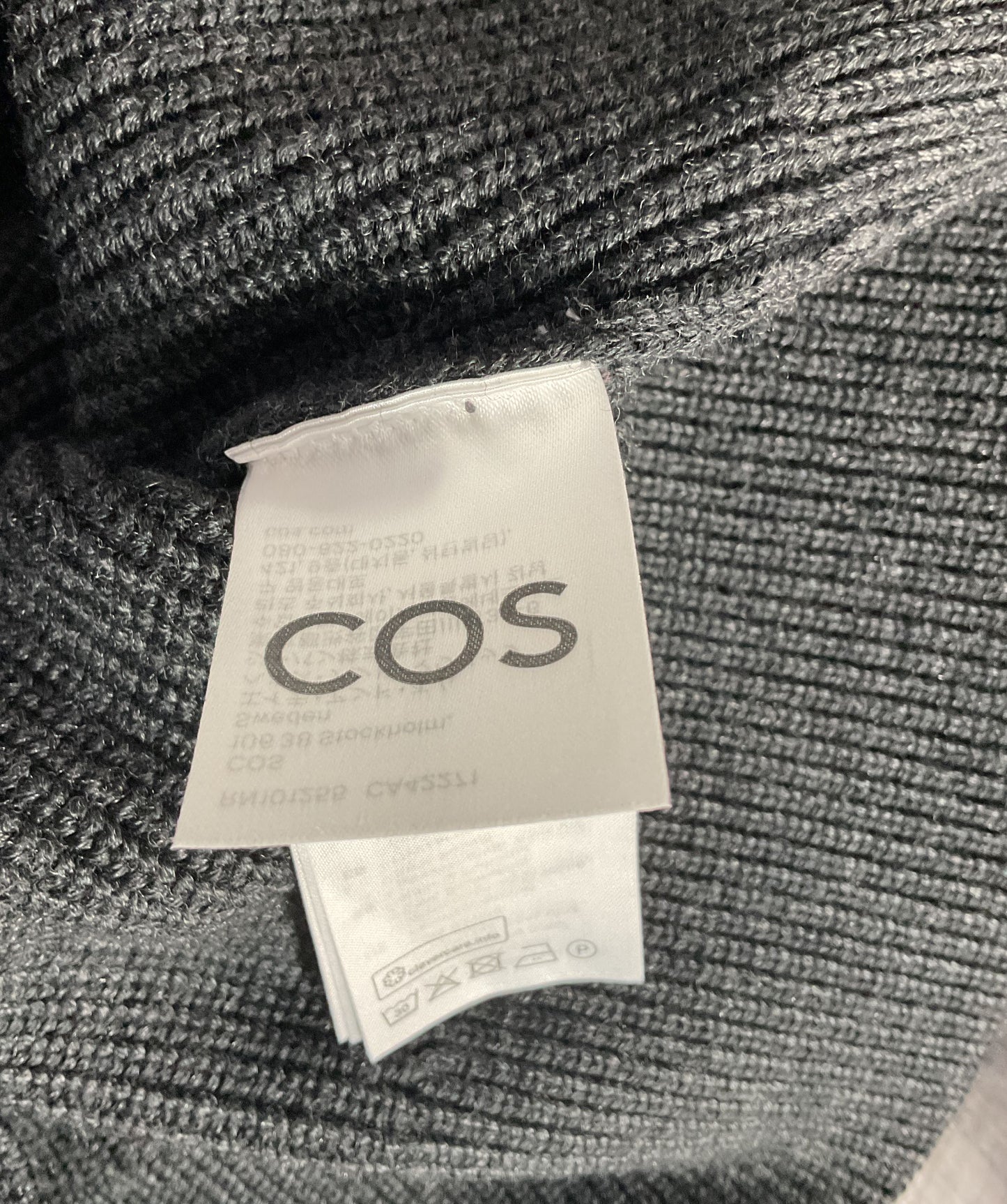 COS Wool Blend Ribbed Half-Zip Sweater Gray XS