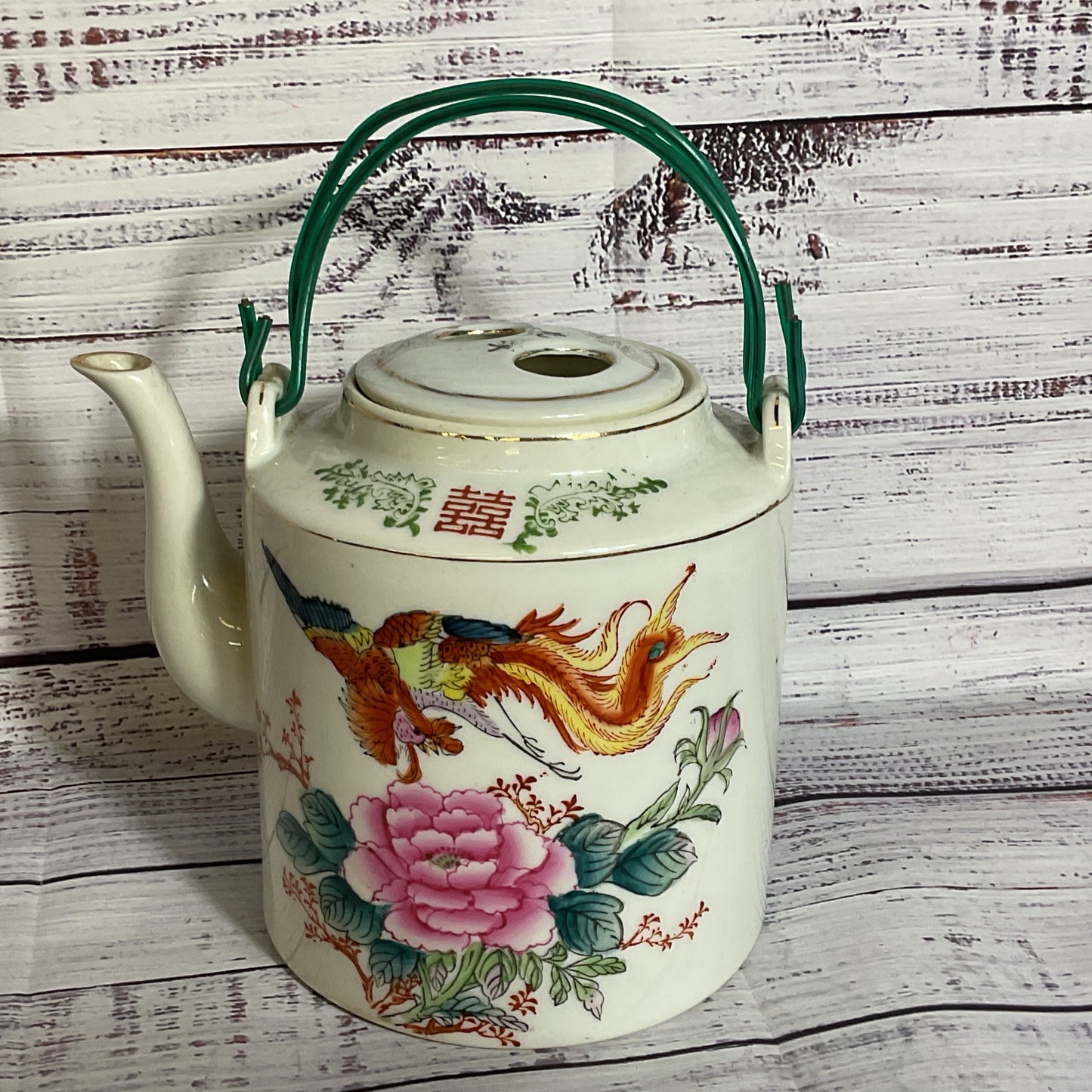VTG. Chinese Famille Rose Dragon Teapot- 6.25" (2 of 3)