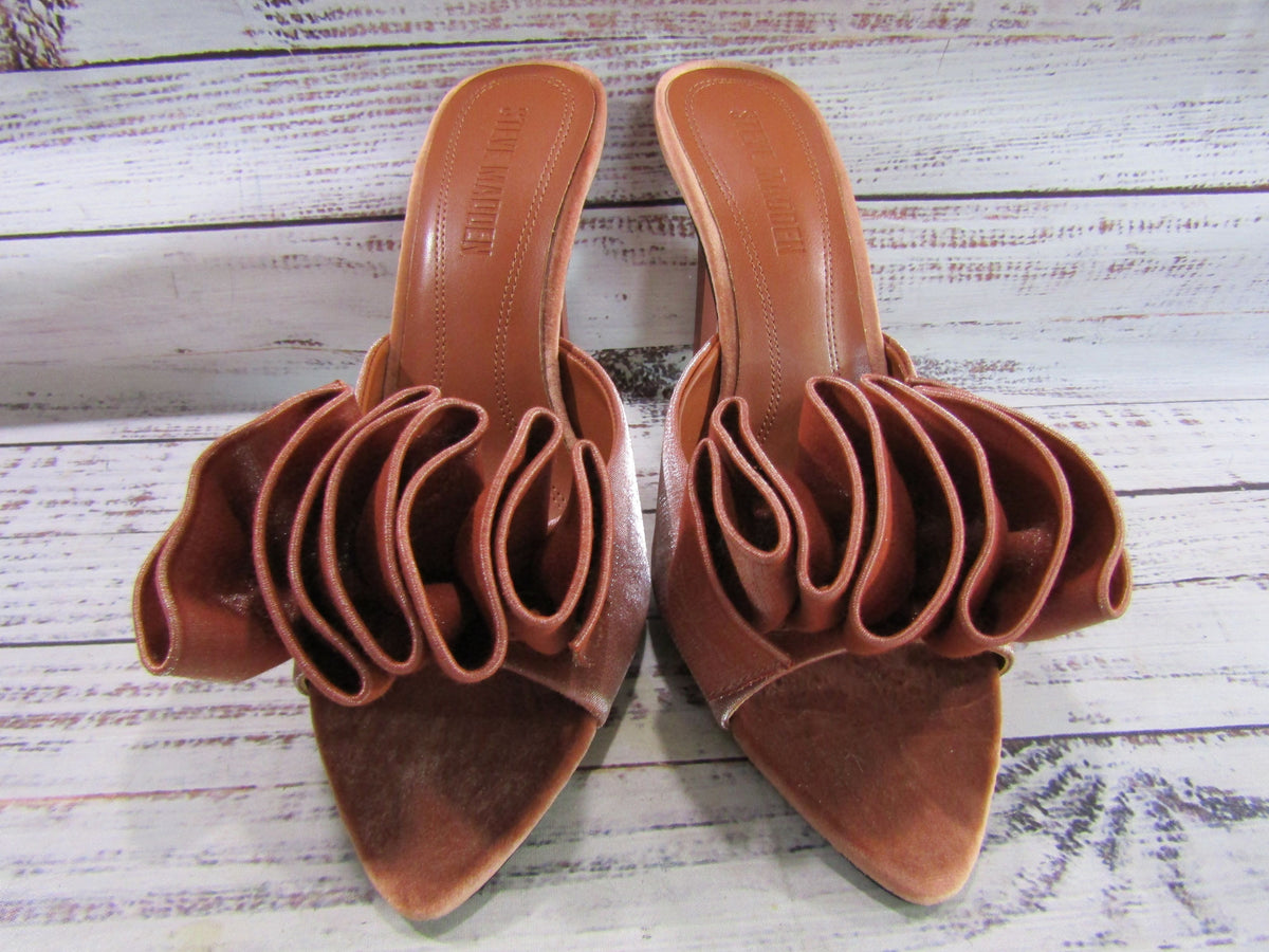 Steve Madden Affinity Women's Rust Satin Stiletto Heel Open Toe Sandals Size 8.5