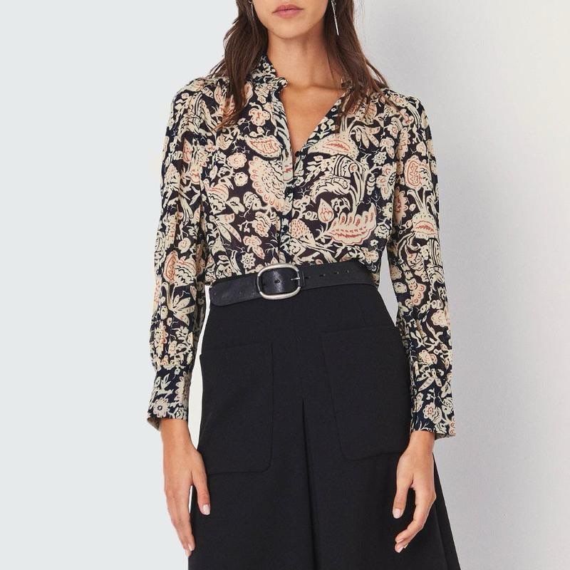 Women's ba&sh Black Paisley Print "Abi top" Size 2 Retail $170