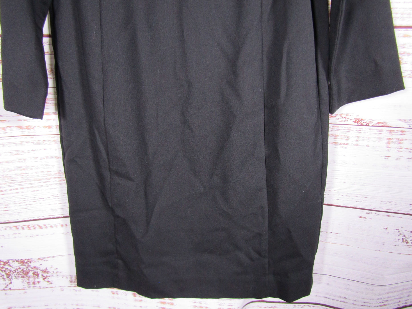 COS Women's Black Wool Blend Mock Neck 3/4 Sleeve Mini Dress Size 8