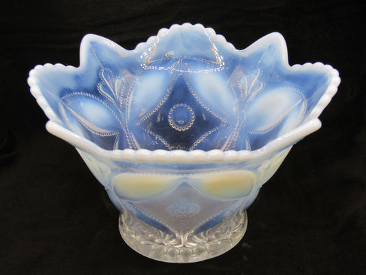 Vintage Dugan Ornate Opalescent Glass Bowl