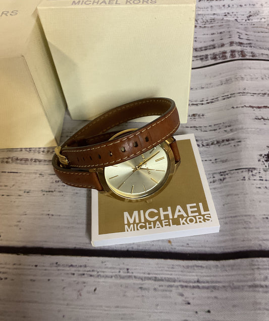MICHAEL KORS MK2256 Stainless Steel Brown Leather Wrap Band Watch