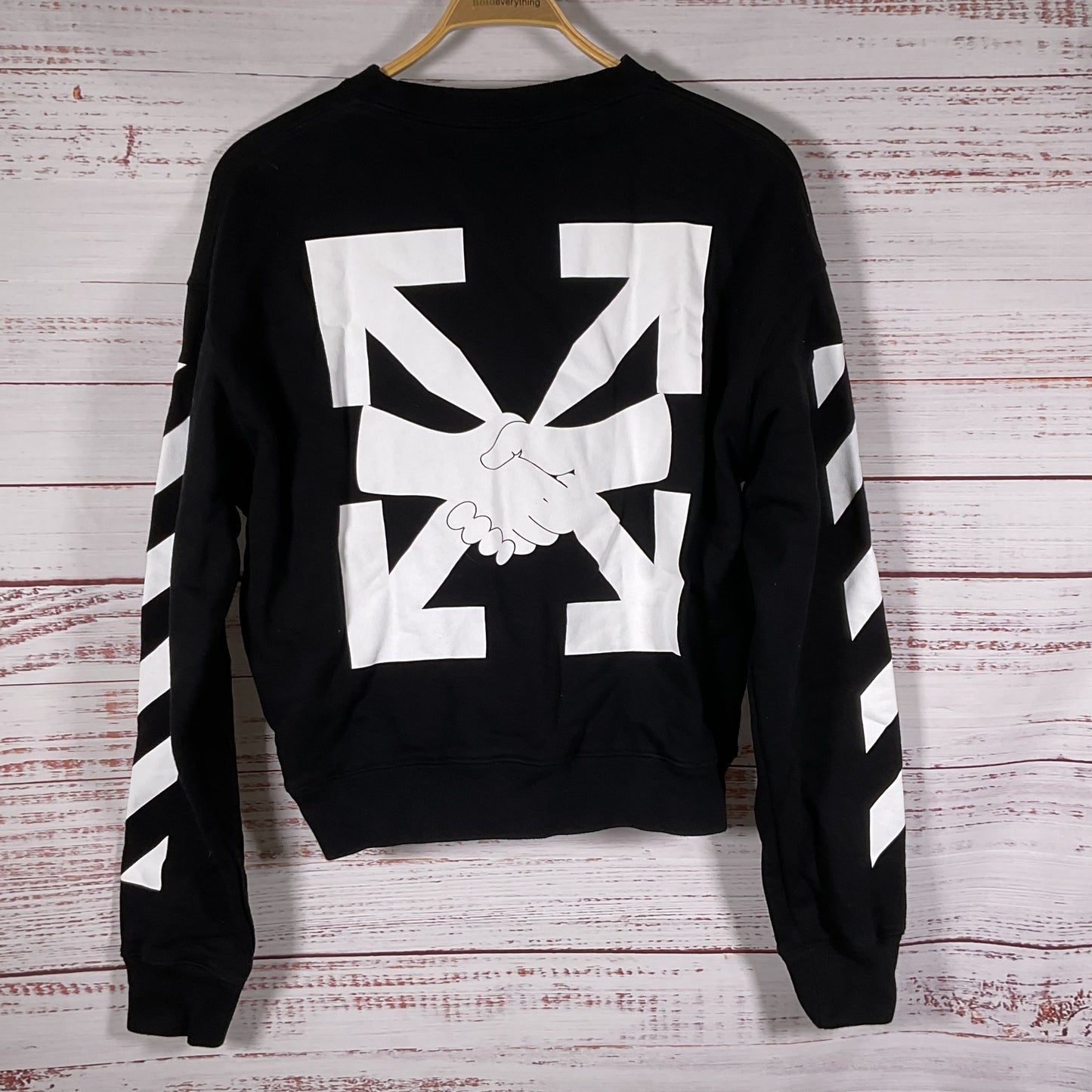 OFF-WHITE Men's Black Arrow Print Crewneck Sweatshirt- SZ S