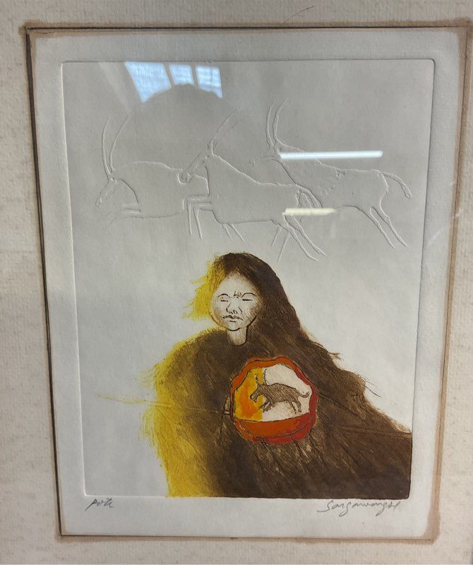 Pote Sangawongse BANGKOK THAILAND Hand Colored Etching Print Signed & Framed