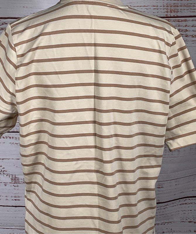 De Rococo Oversized Striped Short Sleeve Shirt Beige XS