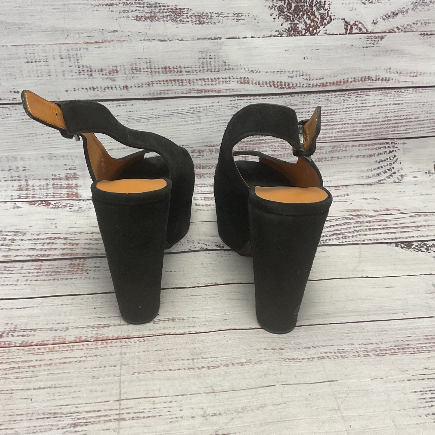 Robert Clergerie Black Suede Platform Sling Back Heel Women Size 6.5
