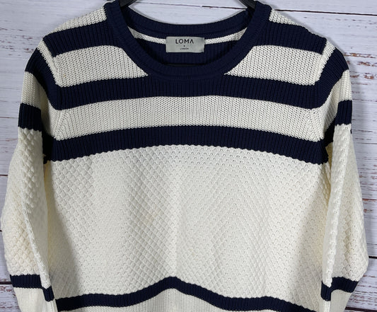 Loma Women's White Cotton Blend Knit Sweater Size XS