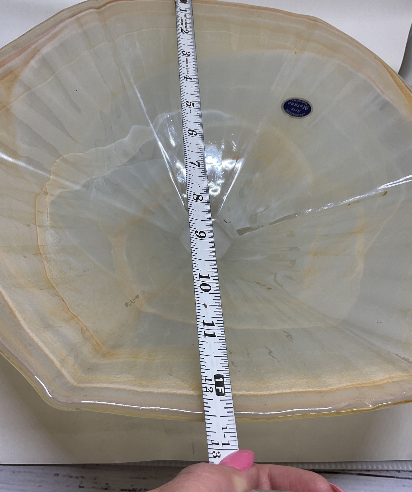 Lavorazione Arte Murano Glass Bowl Italy 12.5"