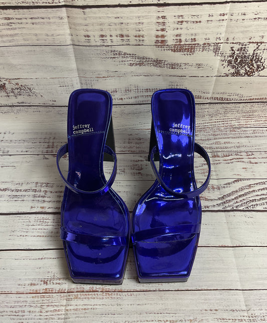 Jeffery Campbell Hustler Platform Sandal Blue Metallic Strappy Heel Women 7.5