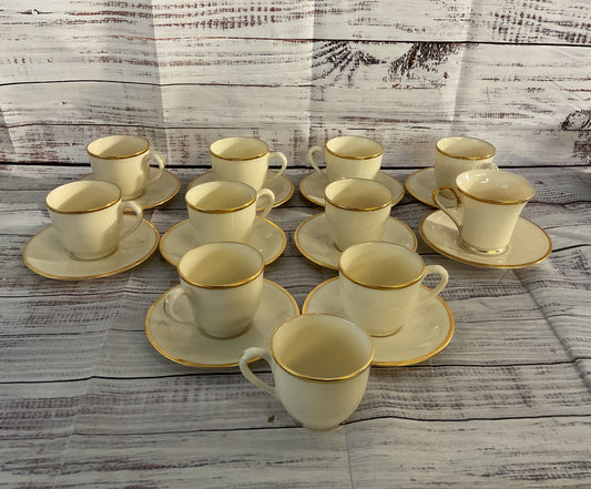 Lenox Bone China Mansfield Eternal Espresso Cups Cream Gold