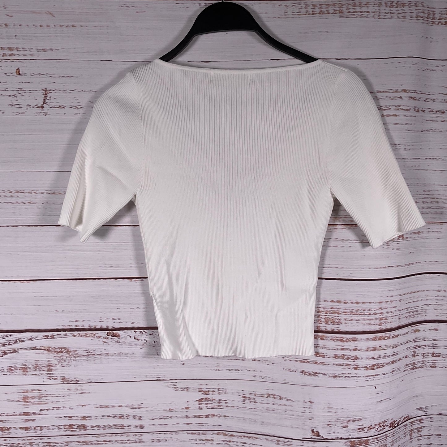 Good American Criss Cross Wrap Style Rib Knit Short Sleeve Top - Size 2
