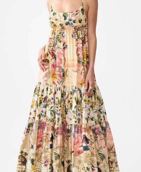 NWT CAMILLA White Lotus Jersey Bodice Dress- SZ S (RETAIL $750)