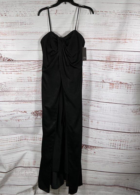 NWT Aidan Mattox Black Strapless Jumpsuit with skirt overlay Size 6 Retail $245