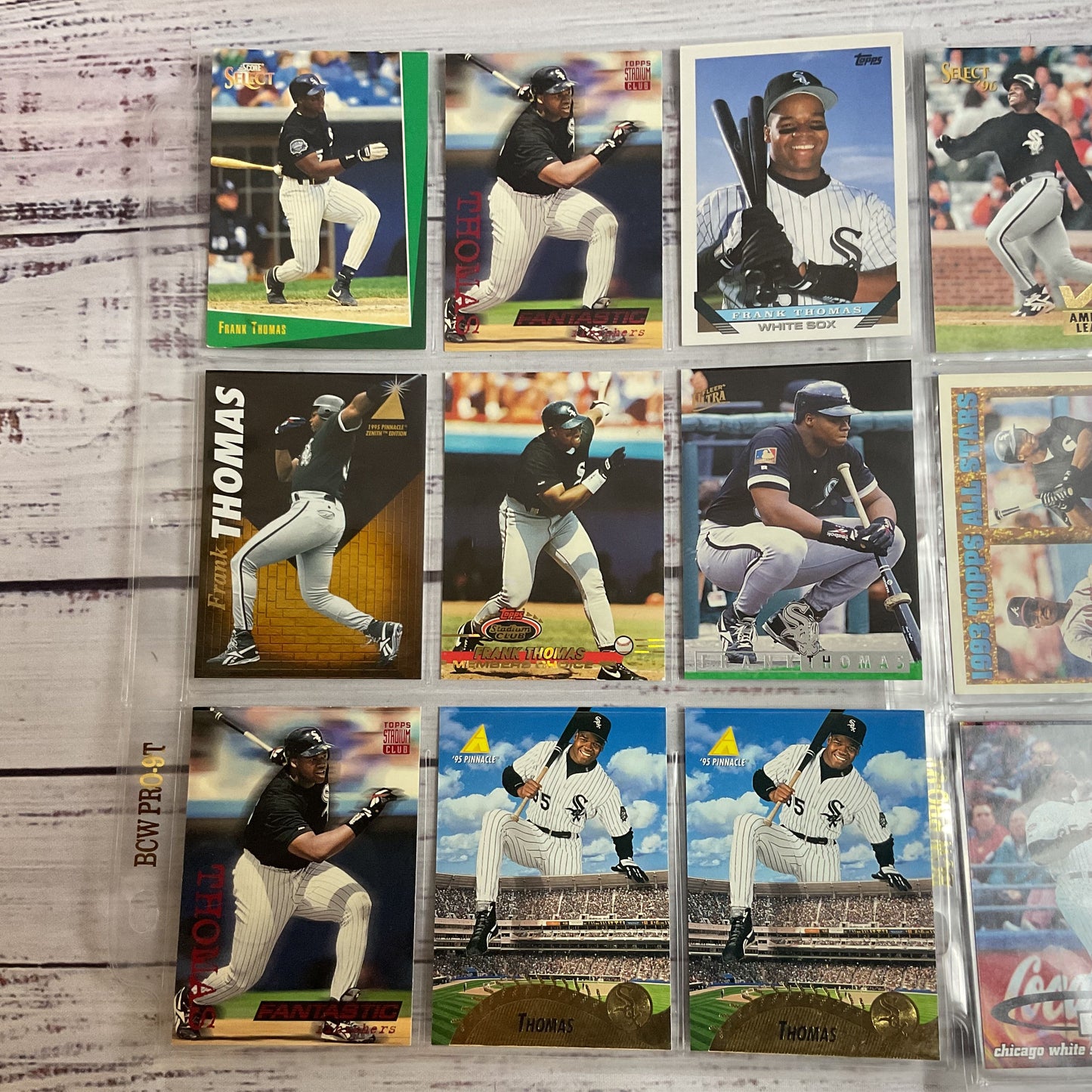 Set of 45 FRANK THOMAS Baseball Cards- Topps, Upper Deck, Fleer, Score, Donruss