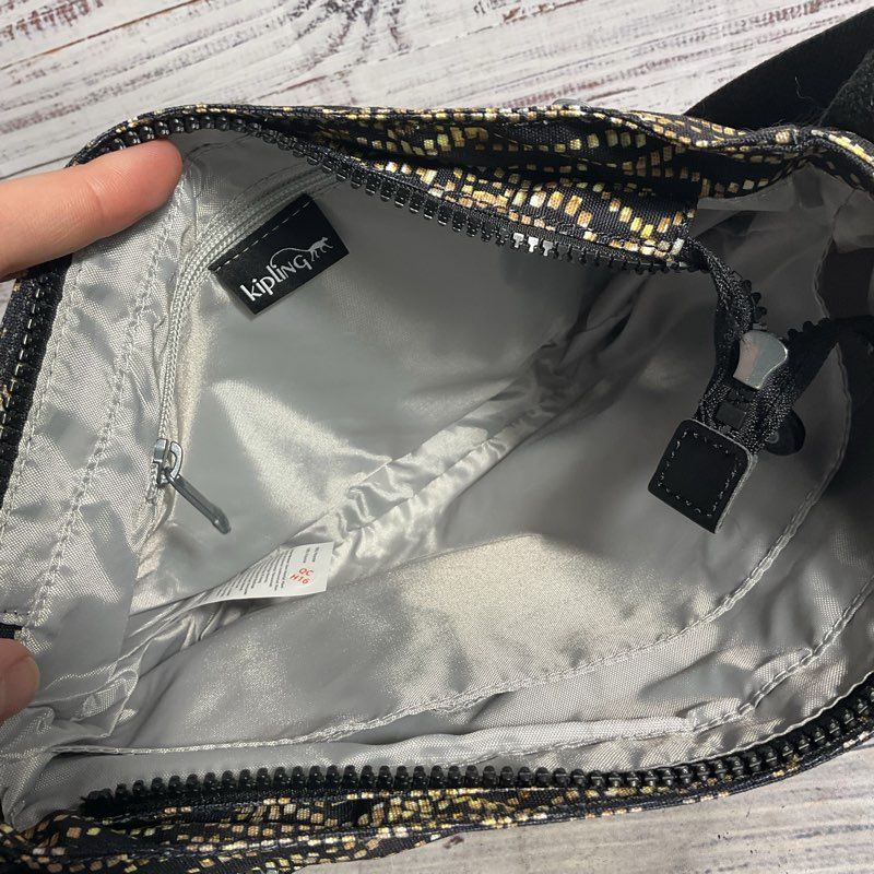 NWT Kipling Syro Disco Glam Print Nylon Crossbody Bag w/ Monkey Keychain