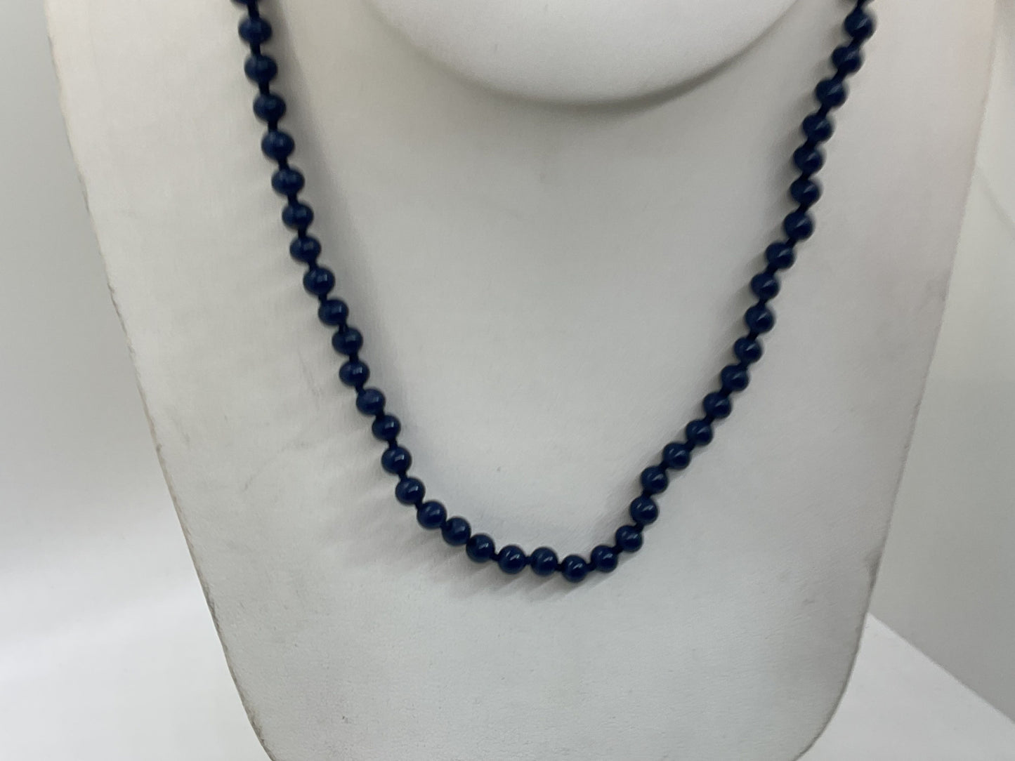 VTG. MONET Navy Blue Faux Pearl Beaded Necklace- 18"