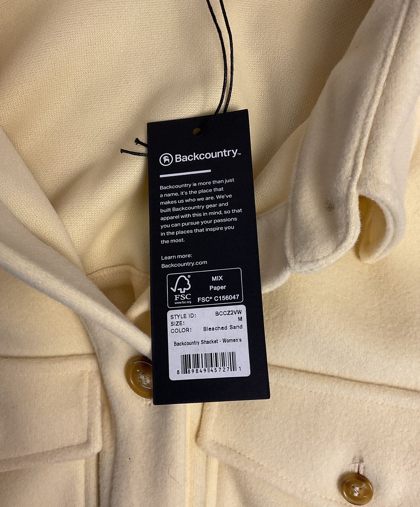 NWT Women's Backcountry Light Yellow Jacket Size M